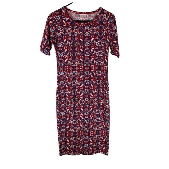 LulaRoe Womens Julia Shirt Dress Size XS Knee Length Multicolor Geometric Summer - Picture 1 of 8